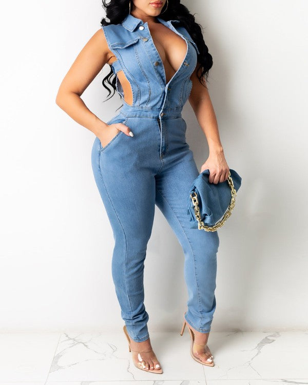 A Role Model Denim Jumpsuit